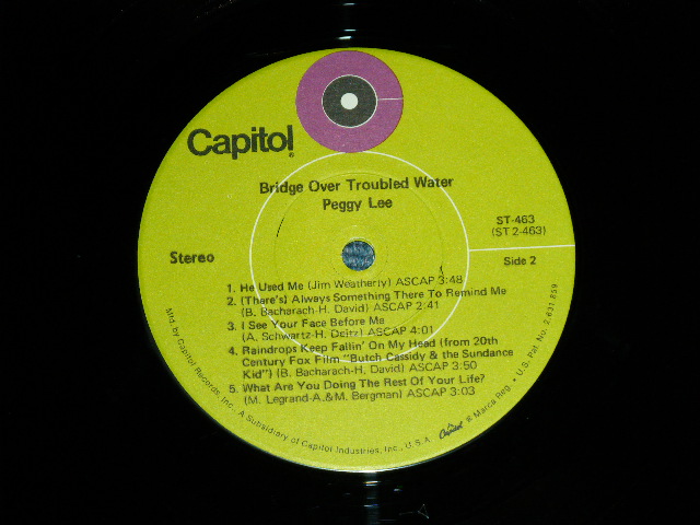 画像: PEGGY LEE - BRIDGE OVER TROUBLED WATER ( Ex+++/Ex+++  )  / 1970 US AMERICA ORIGINAL "LIME GREEN Label"  Used LP 