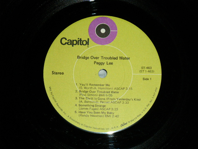 画像: PEGGY LEE - BRIDGE OVER TROUBLED WATER ( Ex/Ex+++ )  / 1970 US AMERICA ORIGINAL "LIME GREEN Label"  Used LP 