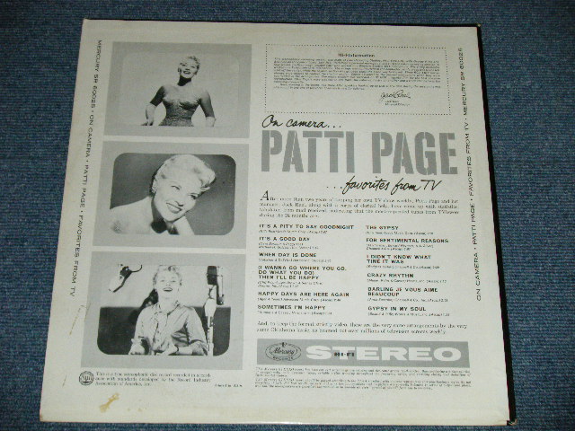 画像: PATTI PAGE -  ON CAMERA...FAVORITES FROM TV (Ex-/Ex+++ )  /1959  US AMERICA ORIGINAL STEREO Used LP