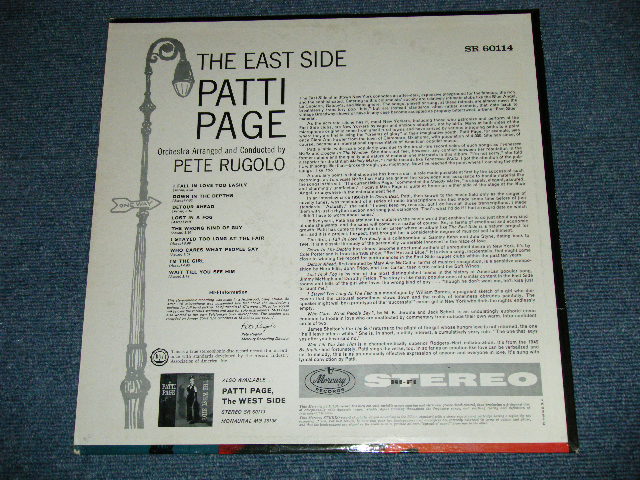 画像: PATTI PAGE -  THE EAST SIDE ( Ex++/MINT- )  /1959  US AMERICA ORIGINAL STEREO Used LP