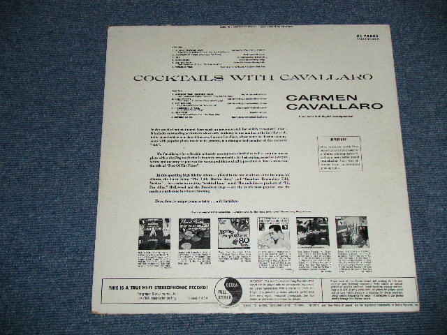 画像: CARMEN CAVALLARO - COCKTAILS WITH ( Ex/Ex+ Looks:Ex-)   /  US AMERICA  ORIGINAL Stereo  Used LP