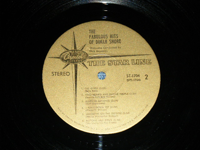 画像: DINAH SHORE  - THE FABULOUS HITS OF  ( Ex++/MINT-) / Late 1960's US AMERICA ORIGINAL 3rd Press "GOLD with STARLINE Label" STEREO Used LP 