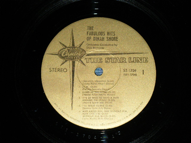 画像: DINAH SHORE  - THE FABULOUS HITS OF  ( Ex++/MINT-) / Late 1960's US AMERICA ORIGINAL 3rd Press "GOLD with STARLINE Label" STEREO Used LP 