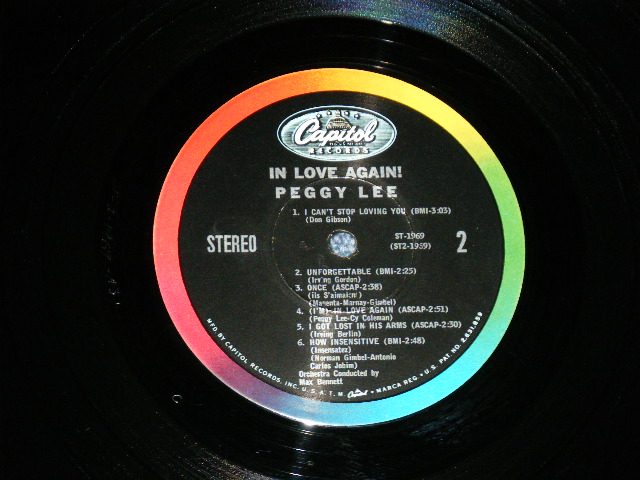 画像: PEGGY LEE -  IN LOVE AGAIN  ( Ex+++/Ex+++) / 1963 US AMERICA ORIGINAL 1st  Press "BLACK With RAINBOW 'CAPITOL' Logo on TOP  Label"  STEREO Used LP 