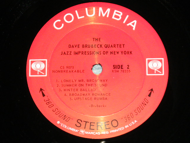 画像: DAVE BRUBECK QUARTET - JAZZ IMPRESSIONS OF NEW YORK ( Ex+/Ex+++ ) / 1965 US AMERICA ORIGINAL "BLACK  360 SOUND Label"  STEREO Used LP 