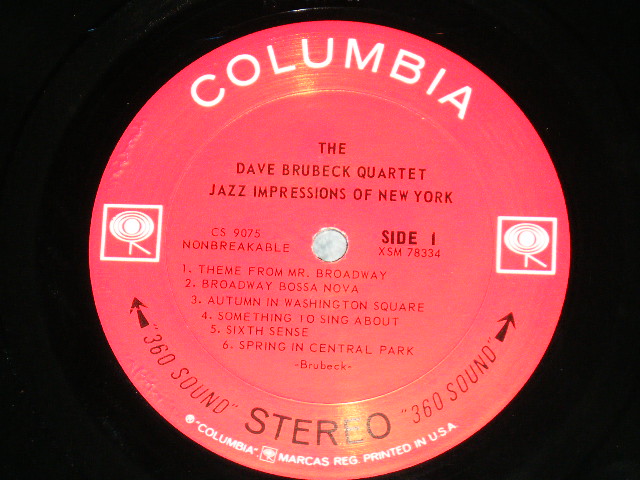 画像: DAVE BRUBECK QUARTET - JAZZ IMPRESSIONS OF NEW YORK ( Ex+/Ex+++ ) / 1965 US AMERICA ORIGINAL "BLACK  360 SOUND Label"  STEREO Used LP 