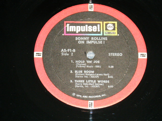 画像: 　SONNY ROLLINS -  ON IMPULS! ( Ex++/Ex+++ ）　/ 1972 US AMERICA  REISSUE"BLACK with RED RING Label" "STEREO" Used LP 