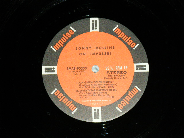 画像: 　SONNY ROLLINS -  ON IMPULS! ( Ex++/Ex+++ Edge Split ）　/ 1966 US AMERICA  ORIGINAL "ORANGE with BLACK RING Label" "STEREO" Used LP 