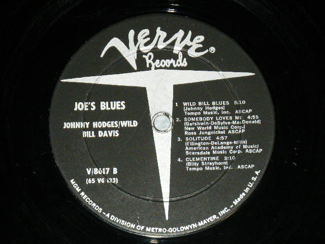 画像: JOHNNY HODGES / WILD BILL DAVIS - JOE'S BLUES  ( Ex++/Ex+++ )  / 1965 US AMERICA ORIGINAL   MONO Used LP