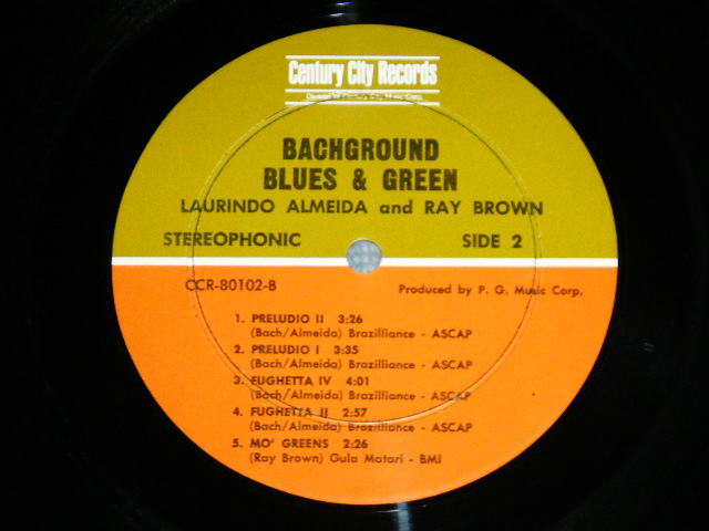 画像: LAURINDO ALMEIDA + RAY BROWN - BACHGROUND BLUES & GREEN ( Ex+/MINT- )  / 1970's US AMERICA ORIGINAL Used LP