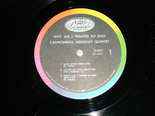 画像: CANNONBALL ADDERLEY QUINTET - WHY AM I TREATED SO BAD! (VG++/Ex+++ BB, TAPESEAM) / 1966 US AMERICA ORIGINAL "BLACK with RAINBOW and 'CAPITOL' Logo on TOP" Label  MONO Used LP 