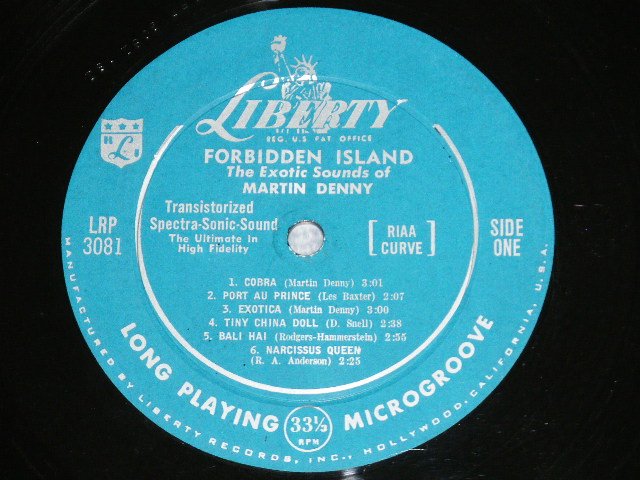 画像: MARTIN DENNY -  FORBIDDEN ISLAND  ( Ex++,Ex+/Ex+++, Ex++)   / 1958 US AMERICA ORIGINAL "1st Press TURQUOISE Label" MONO Used   LP  