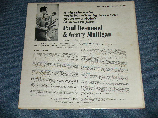 画像: PAUL DESMOND & GERRY MULLIGAN - TWO OF A MIND   (Ex/Ex++ )   / 1962 US AMERICA ORIGINAL  STEREO  Used LP 