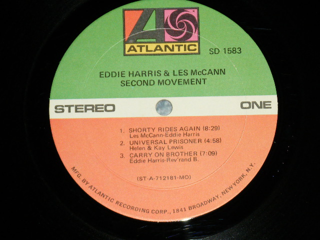 画像: EDDIE HARRIS& LES McCANN SECOND MOVEMENT ( MINT-,Ex+++/Ex+++) / 1971  US AMERICA ORIGINAL 1st Press "1841 Broadway Label" "RED & GREEN Label"   Used LP 