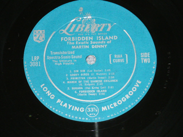 画像: MARTIN DENNY -  FORBIDDEN ISLAND  ( Ex++,Ex+/Ex+++, Ex++)   / 1958 US AMERICA ORIGINAL "1st Press TURQUOISE Label" MONO Used   LP  