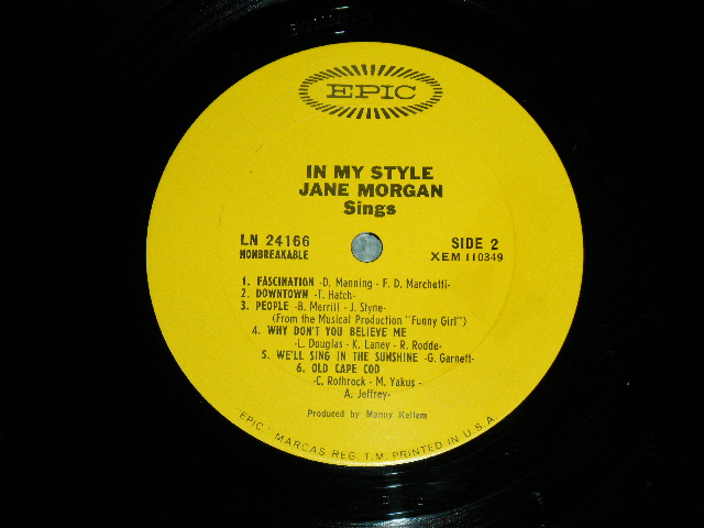 画像: JANE MORGAN - IN MY STYLE  ( Ex++/Ex+++ )  / 1965  US AMERICA ORIGINAL MNO Used  LP 