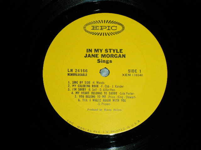画像: JANE MORGAN - IN MY STYLE  ( Ex++/Ex+++ )  / 1965  US AMERICA ORIGINAL MNO Used  LP 
