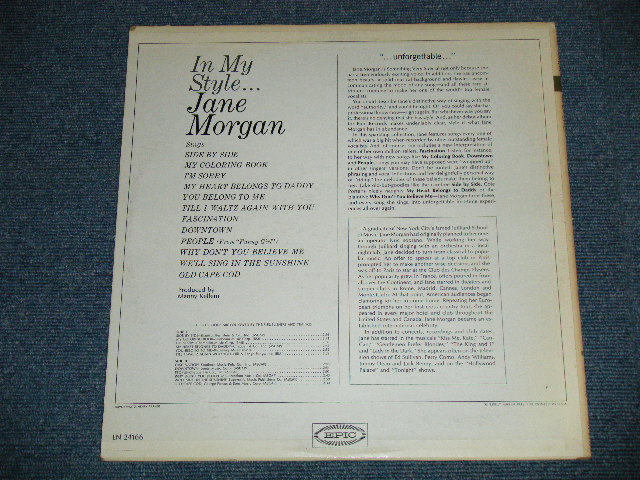 画像: JANE MORGAN - IN MY STYLE  ( Ex++/Ex+++ )  / 1965  US AMERICA ORIGINAL MNO Used  LP 