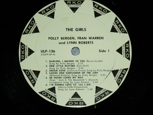 画像: FRAN WARREN, POLLY BERGEN, LYNN ROBERTS - THE GIRLS ( Ex+++/Ex+++)   / 1959 US AMERICA ORIGINALMONO Used LP  