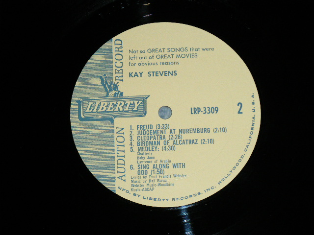 画像: KAY STEVENS - NOT SO GREAT SONGS THAT WERE LEFT OUT OF GREAT MOVIES  ( Ex++/MINT- ) / 1963 US AMERICA ORIGINAL "AUDITION LABEL PROMO"  MONO Used LP
