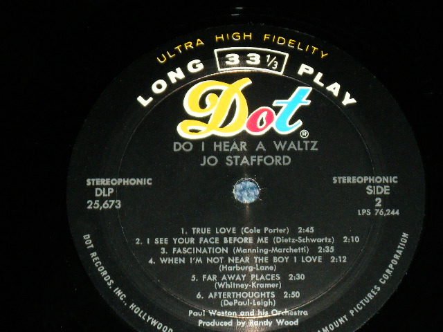 画像: JO STAFFORD - DO I HEAR A WALTZ  ( MINT-/MINT-) / 1966 US AMERICA ORIGINAL STEREO Used LP 