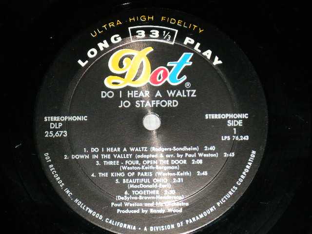 画像: JO STAFFORD - DO I HEAR A WALTZ  (Ex/Ex+++) / 1966 US AMERICA ORIGINAL STEREO Used LP 