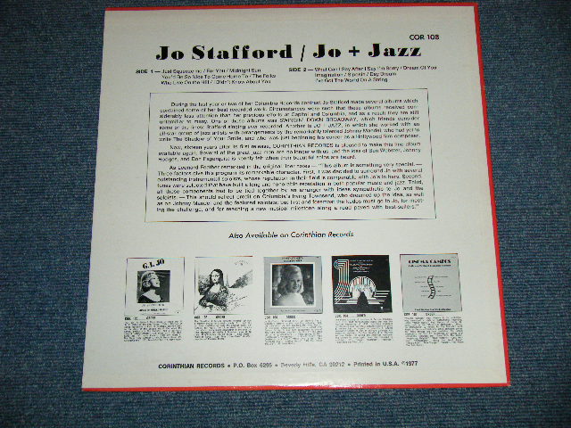 画像: JO STAFFORD -  JO + JAZZ  ( MINT-/MINT-  ) / 1977 US AMERICA ORIGINAL Used  LP 