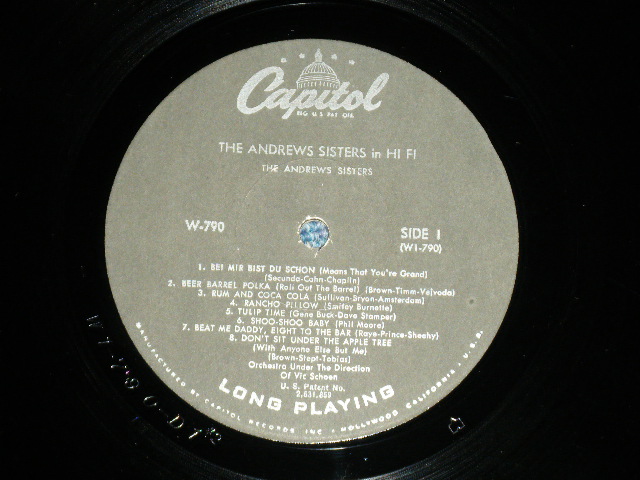 画像: THE ANDREWS SISTERS -  THE ANDREWS SISTERS in HI-FI  ( Ex++/Ex+++) / 1957  US AMERICA ORIGINAL "BLACK Label" MONO Used   LP