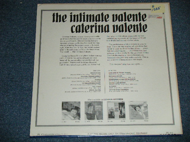 画像: CATERINA VALENTE - THE INTIMATE VARENTE  ( Ex++,Ex+Ex+++)  / 1966 UK EXPORT US AMERICA ORIGINAL STEREO Used LP 