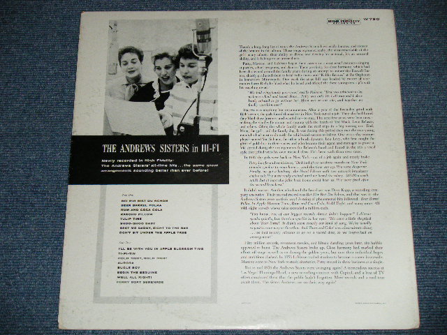 画像: THE ANDREWS SISTERS -  THE ANDREWS SISTERS in HI-FI  ( Ex++/Ex+++) / 1957  US AMERICA ORIGINAL "BLACK Label" MONO Used   LP