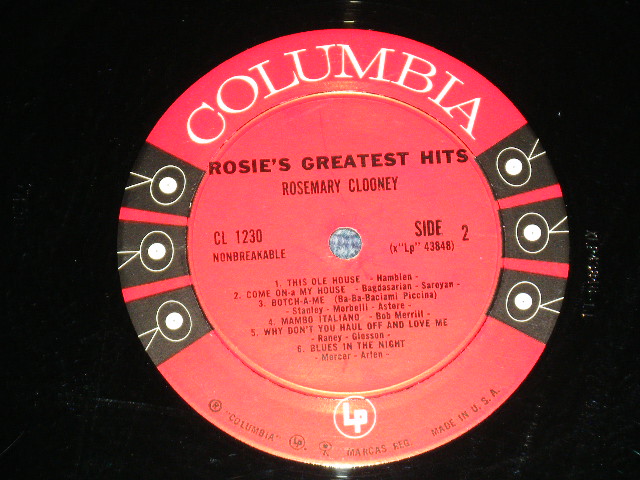 画像: ROSEMARY CLOONEY - ROSIE'S GREATEST HITS ( Ex+,Ex/Ex- ~Ex)  / 1958 US AMERICA ORIGINAL 1st press "6 EYE'S Label" MONO Used LP 