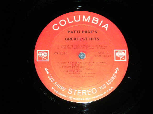 画像: PATTI PAGE -  GREATEST HITS ( Ex++/Ex+++: EDSP ) /1966 US ORIGINAL 360 Sound Label  STEREO Used LP  