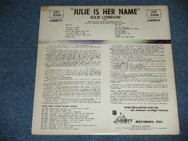 画像: JULIE LONDON - JULIE IS HER NAME ( DEBUT ALBUM )( Matrix # B-D12/B-D18) (Ex+/Ex+++ ) / 1956 US AMERICA ORIGINAL MONO "1st Press LIBERTY Credit Front Cover""2nd Press Un-Glossy Jacket " "2nd Press BACK Cover" "1st PRESS Turquoise Color LABEL" Used LP  