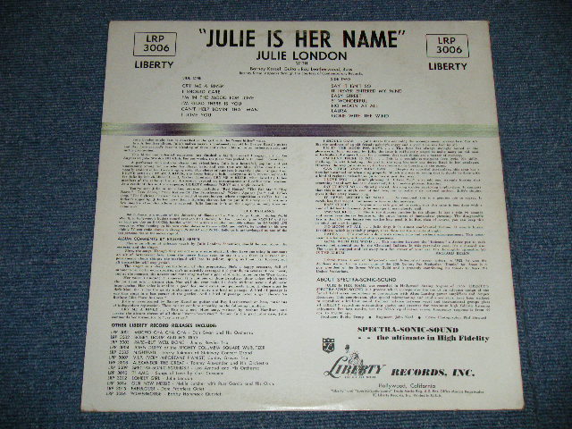 画像: JULIE LONDON - JULIE IS HER NAME ( DEBUT ALBUM )( Matrix # A-D4-B / A-D2 ) (Ex+++/Ex++ Looks:Ex++  B-5,6:Press Miss ) / 1956 US AMERICA ORIGINAL MONO "1st Press LIBERTY Credit Front Cover""1st Press Glossy Jacket " "2nd Press BACK Cover" "1st PRESS Turquoise Color LABEL" Used LP  