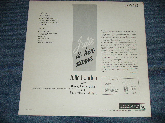 画像: JULIE LONDON - JULIE IS HER NAME ( DEBUT ALBUM )  (Ex++/Ex+++) / 1960 US AMERICA ORIGINAL MONO "1st Press LIBERT Credit Front Cover""2nd Press Un-Glossy Jcaket " "3rd Press BACK Cover" "2nd PRESS Color LIBERTY LABEL" Used LP  