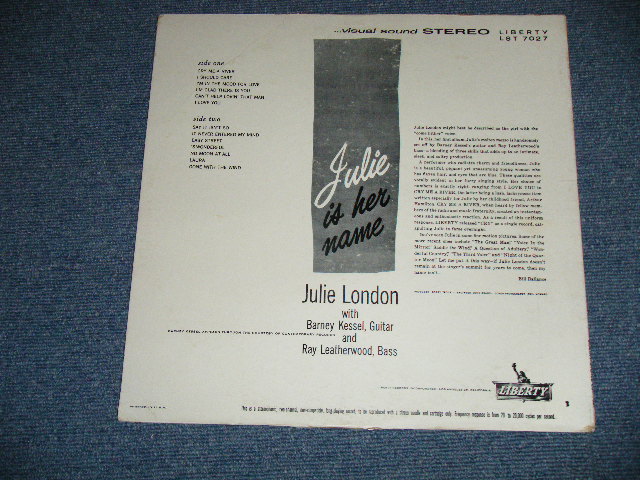 画像: JULIE LONDON - JULIE IS HER NAME (DEBUT ALBUM) (2nd press NON CREDIT "STEREO" Logo on FRONT COVER Version"  and 1st Press Label" and  " UN GLOSSY Jacket" ) ( Ex/Ex++ SWOFC, TEAROFC&BC) / 1960 US AMERICA ORIGINAL STEREO Used LP 