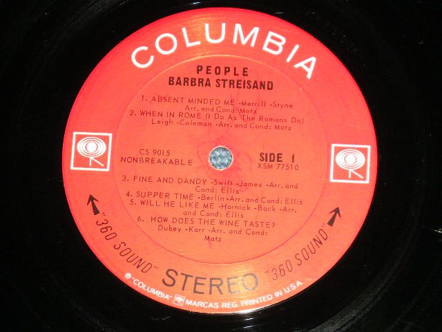 画像: BARBRA STREISAND  - PEOPLE ( MINT-/Ex+++)   / 1964  US AMERICA ORIGINAL "BLACK 360 Sound Label" STEREO  Used LP