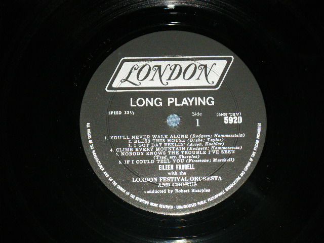 画像: EILEEN FARRELL - THE MAGNIFICENT VOICE OF : SONGS AMERICAN LOVES  ( Ex++/Ex+++,Ex+ EDSP)   / MID 1960's US AMERICA ORIGINAL MONO Used LP