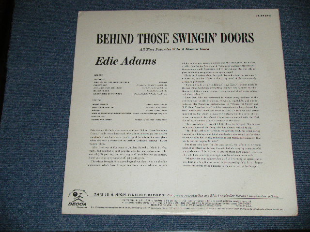 画像: EDIE ADAMS - BEHIND THOSE SWINGIN' DOORS ( Ex++/MINT-)   / 1964 US AMERICA ORIGINAL MONO Used LP