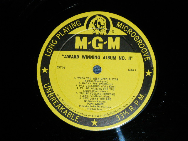 画像: JONI JAMES -  AWARD WINNING ALBUM VOL.2 ( Ex++/Ex+++ : EDSP / 1958 US ORIGINAL "YELLOW LABEL" MONO Used LP