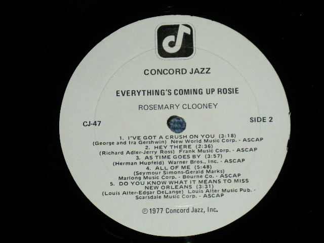 画像: ROSEMARY CLOONEY - EVERYTHING'S COMING UP ROSIE  ( Ex+++/MINT- ) / 1977 US AMERICA ORIGINAL Used LP