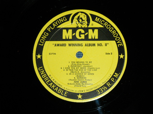 画像: JONI JAMES -  AWARD WINNING ALBUM VOL.2 ( Ex++/Ex+++ : EDSP / 1958 US ORIGINAL "YELLOW LABEL" MONO Used LP