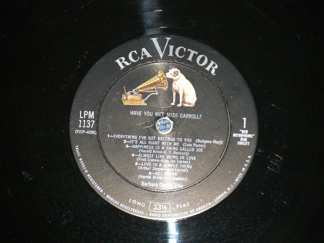 画像: BARBARA CARROLL TRIO - HAVE YOU MET MISS CARROLL  ( VG++, Ex/Ex++ A-1:VG+++ EDSP,TEAR) / 1956 AMERICA US ORIGINAL MONO Used LP