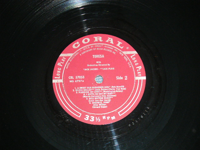 画像: TERESA BREWER - TERESA ( Ex+/Ex+++ A-6:Ex )  / 1956 US AMERICA  ORIGINAL "MAROON Label" MONO Used LP