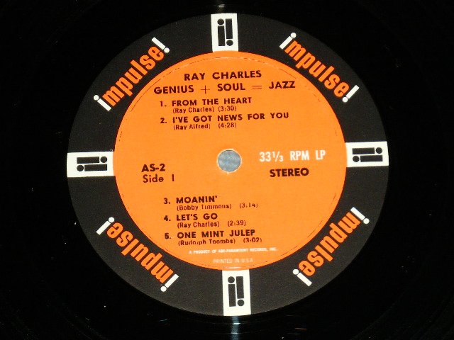 画像: RAY CHARLES - GENIUS+SOUL=JAZZ  (Ex++/Ex+++: EDSP ) / 1961  US AMERICA ORIGINAL STEREO Used LP