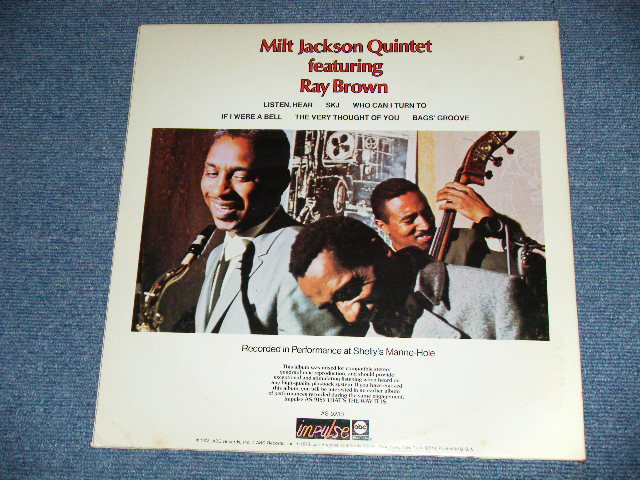 画像: MILT JACKSON QUARTET ( MODERN JAZZ QUARTET)   -  JUST THE WAY ( Ex++/Ex+++ : BB )  /  1973  US AMERICA ORIGINAL Used LP 