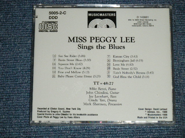 画像: PEGGY LEE - SINGS THE BLUES ( SEALED ) / 1988 US AMERICA  "BRAND NEW SEALED"  CD