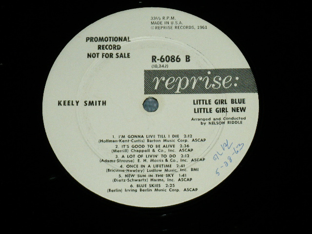 画像: KEELY SMITH -  LITTLE GIRL BLUE : with NELSON RIDDLE ( Ex/Ex+ Looks:Ex++ )  / 1963 US AMERICA ORIGINAL "WHITE LABEL PROMO" Mono  Used LP 