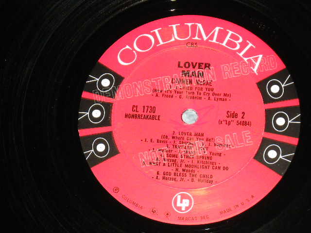 画像: CARMEN McRAE -  LOVER MAN ( Ex+/Ex+++ : EDSP,WOBC )  /  1962 US AMERICA ORIGINAL "6 EYES Label" "PROMO" MONO Used LP 