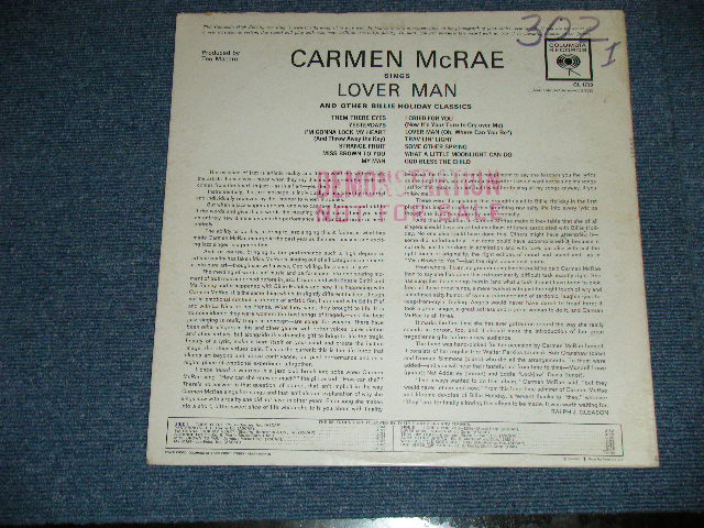 画像: CARMEN McRAE -  LOVER MAN ( Ex+/Ex+++ : EDSP,WOBC )  /  1962 US AMERICA ORIGINAL "6 EYES Label" "PROMO" MONO Used LP 